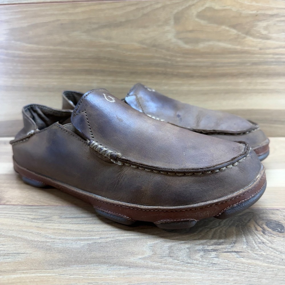Olukai Moloa Moc Toe Loafer Mens 8.5 Brown Leather Convertible Casual Travel